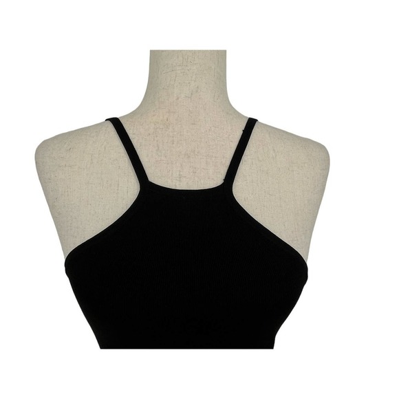 Sandro   Black Halter Neck Body-Con Mini  Ribbed Dress- Size 34- NWOT - Picture 2 of 11